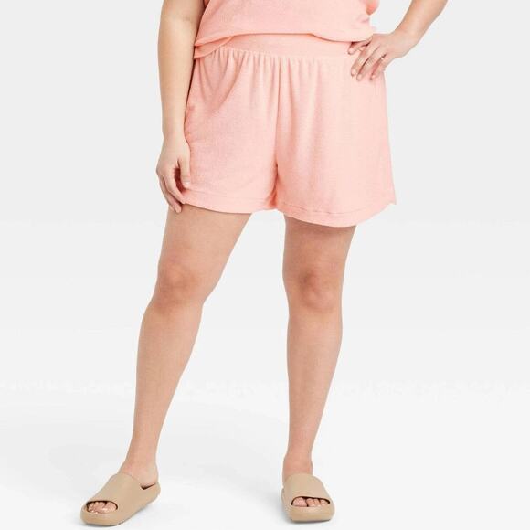 A New Day Blush Pink Mid-Rise Terry Cloth Pull-On Shorts 4X NEW - Picture 1 of 5